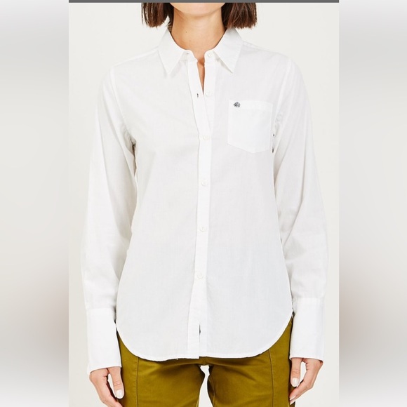 Alex Mill White Casual Button Down Shirt with accent removable button. Size M - Picture 1 of 13
